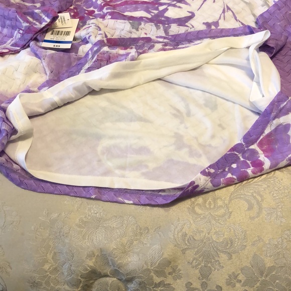 ALIA NWT XL 3/4 SLEEVE VIOLET/MAUVE/PINK/WHITE LACY SHEER TOP LINED CASUAL #040 - Picture 10 of 13